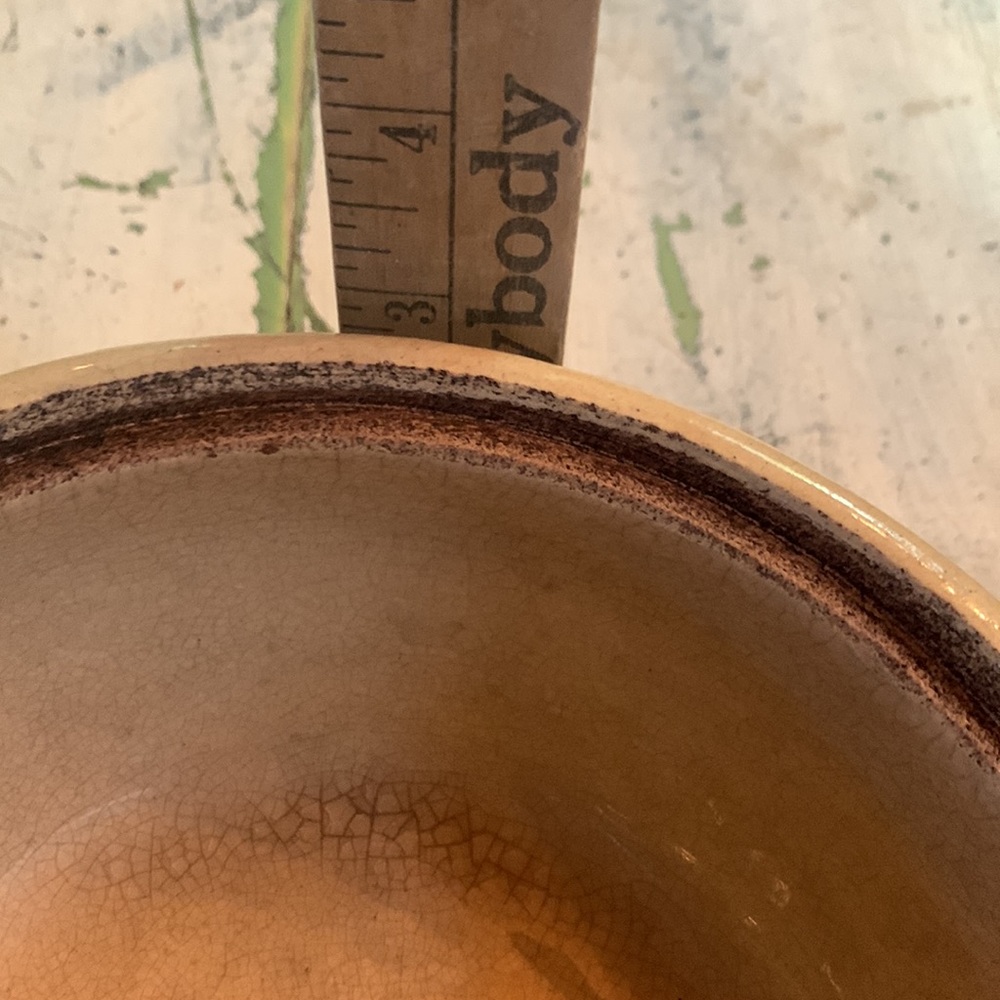 Old USA Pottery Bowl Pink Blue Stripes - Picture 5 of 5